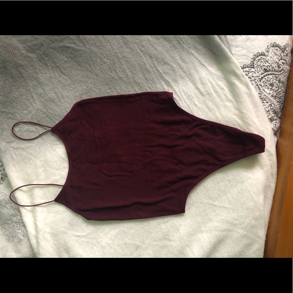 Burgundy Spandex Bodysuit
